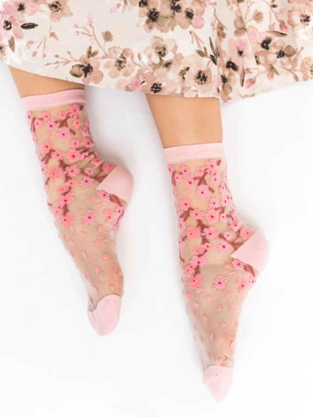 Sock Candy Cherry Blossom Sheer Crew